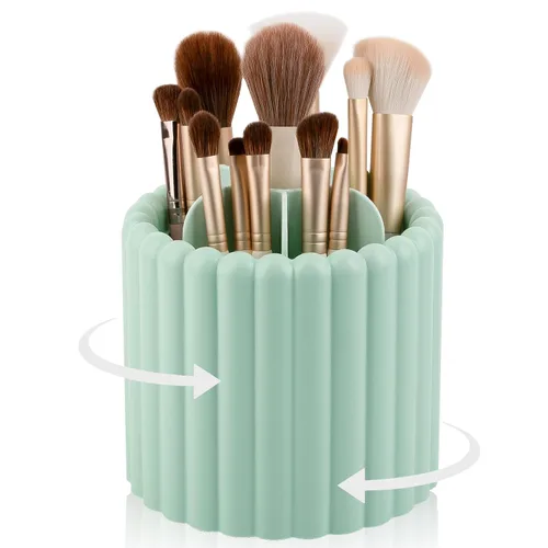 Miniatura 16 de Anyoifax Organizador de brochas de maquillaje giratorio 360 grados con 7 ranuras, organizador de brochas de maquillaje extraíble, soporte giratorio