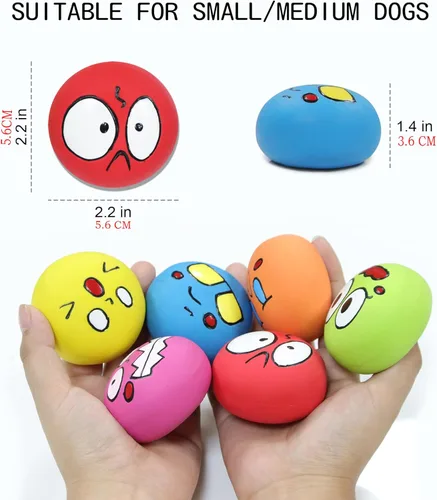 Miniatura 4 de Pelota chirriante de látex para perros, juguetes de pelota chirriante, juguete para cachorros, mascotas pequeñas y medianas (6 unidades (C))