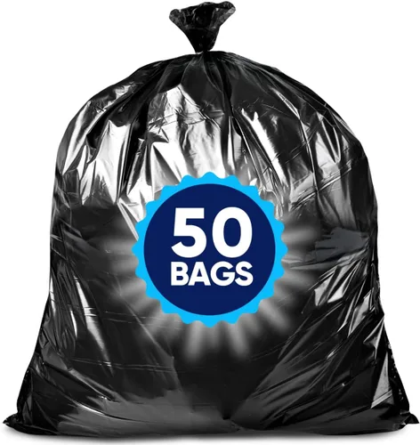 Miniatura 9 de Veska Bolsas de basura de 55 galones, (paquete económico de 50 bolsas con lazos), bolsas de basura grandes de 55 galones, bolsas de basura
