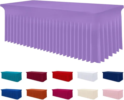 Miniatura 57 de Smiry Mantel de Spandex, Mantel Elástico Ajustable Extensible para Mesas Rectangulares de 6 Pies, Falda Cubierta de Mesa Impermeable y Lavable