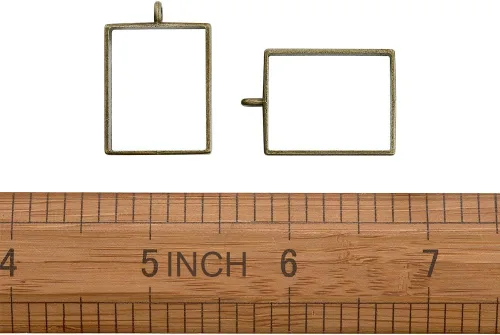 Miniatura 6 de Dijes de bisel con espalda abierta Bronce antiguo # Rectángulo