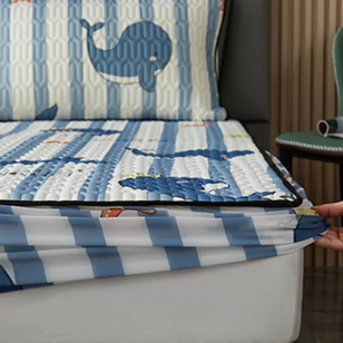 Miniatura 3 de Sábanas bajeras que absorben la humedad, sábanas de látex frescas de verano, cubrecolchón con estampado de dibujos animados para habitación