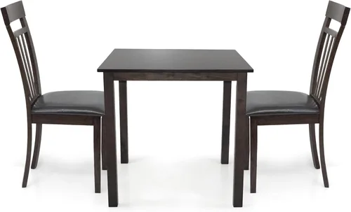 Miniatura 2 de Juego de cocina de comedor de 3 piezas, mesa cuadrada y 2 sillas cálidas en acabado negro espresso