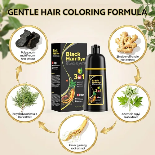 Miniatura 3 de JUANCHI - Champú negro para teñir el cabello 3 en 1, champú negro tinte para el cabello para cobertura de canas, color de cabello para mujeres