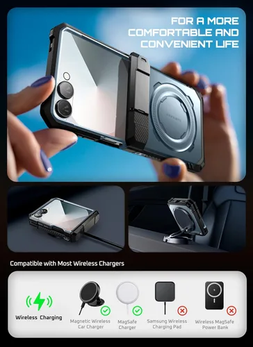Miniatura 9 de SUPCASE Funda para Samsung Galaxy Z Flip 7 con soporte y protector de pantalla frontal (agarre Unicorn Beetle), [compatible con MagSafe]