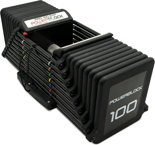 PowerBlock Pro 100 - Mancuerna ajustable, se vende como una sola unidad, mancuerna de 5 a 100 libras, construcción de acero duradero, equipo de