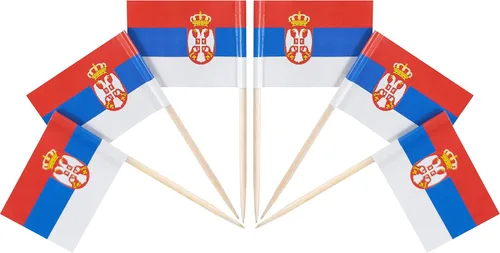Miniatura 49 de QQSD Bandera de Albania palillo de dientes Albania Pequeña Bandera para cupcakes, 100