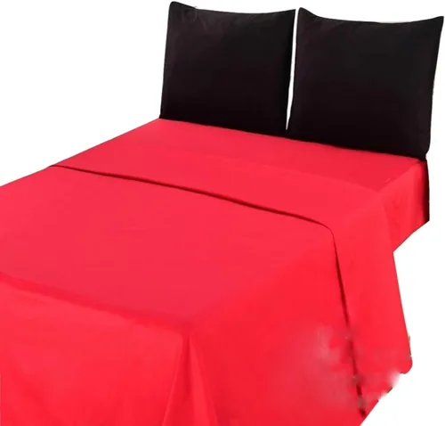 Tache - Juego de sábanas de 4 piezas de algodón suave, fresco y transpirable, color rojo brillante y negro, tamaño King Negro y rojo