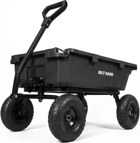 BILT HARD Carro de volquete de jardín de polietileno de 900 libras, carro de carretilla de 5 pies cúbicos con ruedas todo terreno de 10 pulgadas y