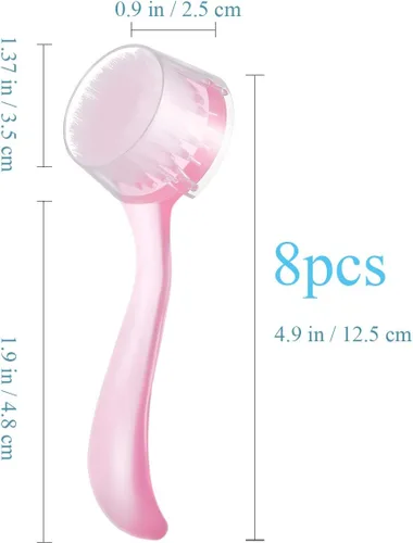 Miniatura 6 de ARTIBETTER Juego de 8 cepillos faciales exfoliantes faciales con tapa, 8 piezas de cepillo facial manual para limpieza profunda de poros