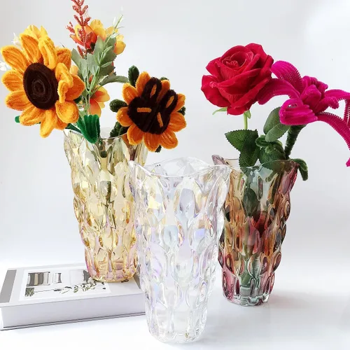Miniatura 4 de Florero de Vidrio Pesado para Flores Engrosado 3.5 libras 9.5 pulgadas Jarrón Brillante Estilo Bohemio, para Centros de Mesa, Bodas, Decoración