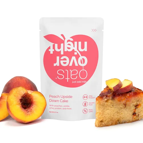 Miniatura 7 de Oats Overnight - Pastel de melocotón al revés - 0.71 oz de proteína, batido de desayuno alto en fibra - Sin gluten, avena sin OMG