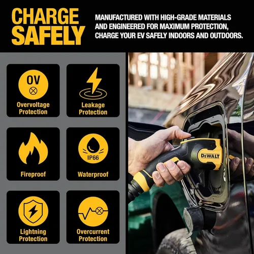 Miniatura 4 de DEWALT Cargador portátil de nivel 2 de 120-240 V para vehículo eléctrico (EV) de hasta 32 amperios, certificado CSA para interiores/exteriores