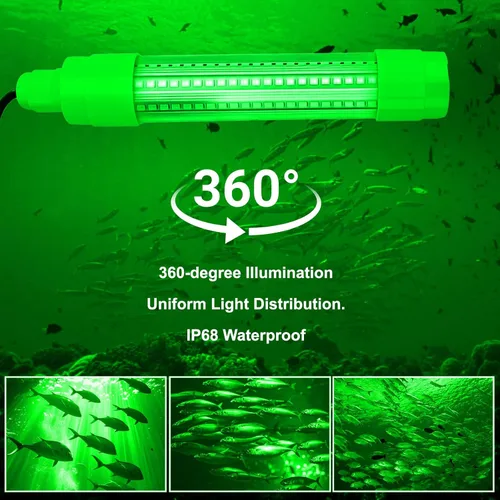 Miniatura 3 de Linkstyle Luz de pesca sumergible subacuática de 126 LED con cable de 16.4 ft, 13 W CC 12 V 33.8 fl oz LED buscador de peces lámpara de atracción +