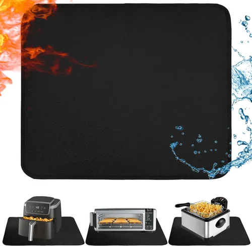 Miniatura 13 de Alfombrilla resistente al calor para freidora de aire, freidora profunda, horno, almohadillas calientes negras de 12 x 14 pulgadas para protector