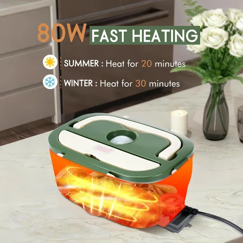 Miniatura 4 de AOSION Fiambrera eléctrica con calefacción para adultos, lonchera térmica 4 en 1 con 2 contenedores de 1.5 litros, 80 W lonchera Eléctrica Portátil