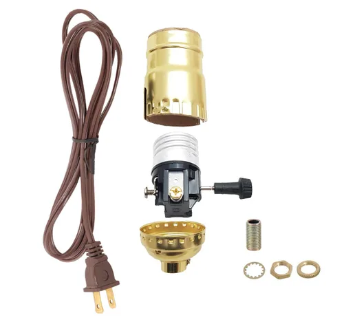 Miniatura 9 de B&P Lamp® Portalámparas de latón antiguo con juego de cables a juego y herrajes básicos
