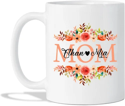 Taza de té con diseño de flores para mamá, taza personalizada para mamá con nombre, taza de café personalizada para madre, regalo para mamá, tazas