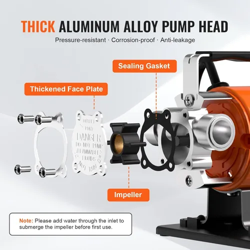 Miniatura 5 de Happybuy Bomba de transferencia de agua, 120V CA 360 GPH, 1/10 HP, Bomba eléctrica portátil, Kit de manguera de succión, cepillos de carbono