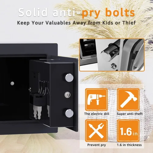 Miniatura 8 de Caja fuerte ignífuga PATRON para el hogar, caja fuerte mini para dinero, cajas de monedas con código, caja de bloqueo a prueba de fuego para niños