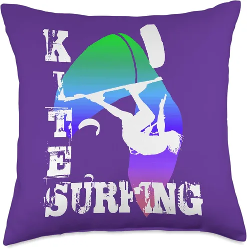 Miniatura 4 de Kitesurf Gifts and Surf Lover Tees by taiche Surfing with Freestyle Kitesurfer and Kite 16 Throw Pillow, 16x16, Multicolor