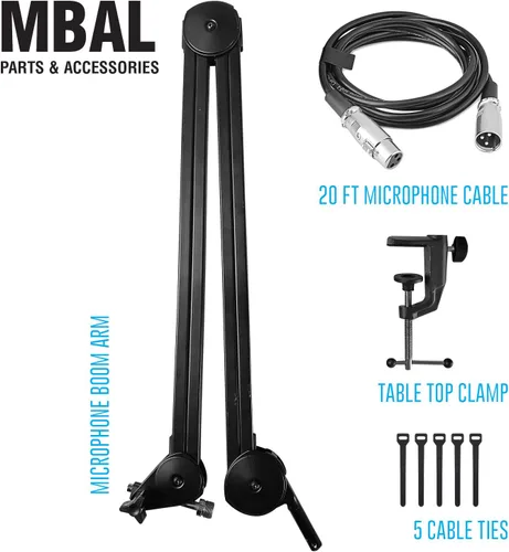 Miniatura 2 de AxcessAbles - Brazo de brazo de micrófono resistente de 3.3 pies con cable XLR de 6 pies y lazos, capacidad de 5 libras, soporte de escritorio