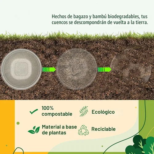 Miniatura 3 de Homestockplus Cuencos desechables de 48 onzas, cuenco resistente y compostable, hechos de caña de azúcar y fibras de bambú, aptos para microondas