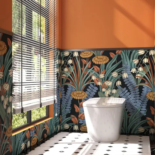 Miniatura 4 de Papel tapiz bohemio floral para despegar y pegar, papel de contacto con hojas tropicales, papel de pared de flores botánicas vintage, mural de pared