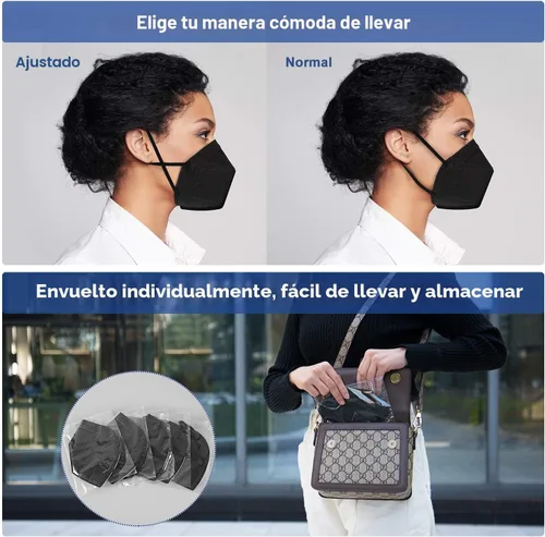 Miniatura 6 de Paquete de 60 mascarillas KN95, mascarillas de 5 capas envueltas individualmente, eficiencia de filtro ≥95%