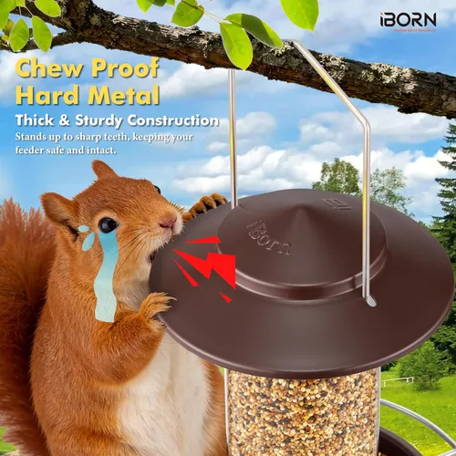 Miniatura 4 de iBorn Comedero de pájaros de metal a prueba de ardillas para pájaros para colgar en exteriores para cardenal exterior, capacidad para semillas de 3