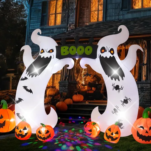Miniatura 9 de 12 pies de decoración inflable de Halloween para exteriores, esqueleto zombi azul espeluznante con luces LED, decoración inflable para fiestas
