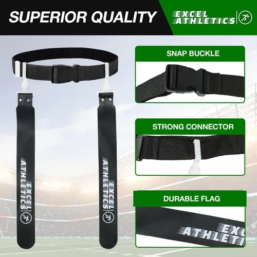 Miniatura 7 de Juego de fútbol con bandera, cinturones de fútbol ajustables para jóvenes, niños y adultos con 1 cinturón y 2 banderas (blanco)