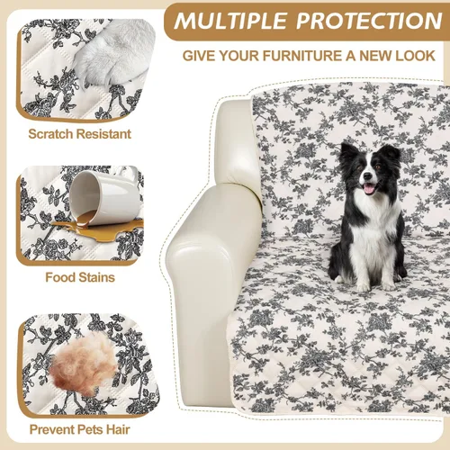 Miniatura 6 de ALIECOM Fundas para sofá modular, 100% impermeables, en forma de L, lavables, 2 piezas, fundas seccionales impresas con diván, protector de muebles
