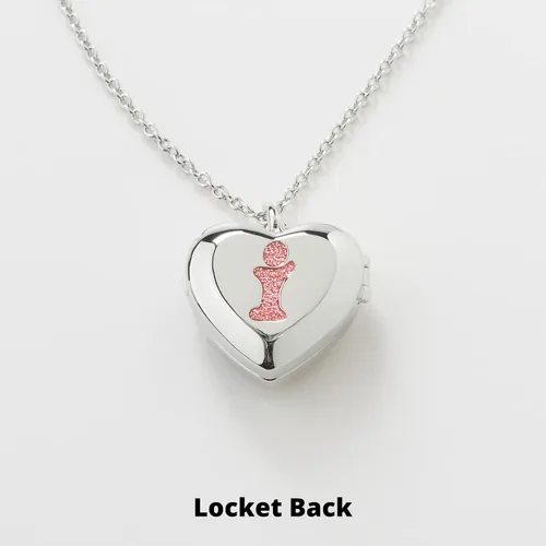 Miniatura 5 de Collar con medallón de corazón para niña pequeña colgante de animal con purpurina brillante almacenamiento interior secreto cadena de tono plateado