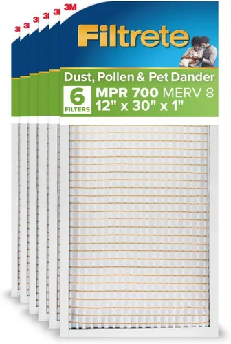 Miniatura 40 de Filtrete - 6 filtros de aire para caldera/aire acondicionado de 14x25x1, MPR 700, MERV 8, resistente al polen, fácil para el flujo de aire, filtro