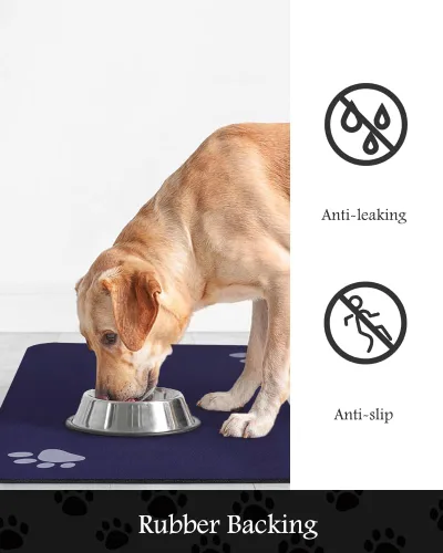 Miniatura 5 de Tapete para comedero de mascotas, absorbente, para tazón de alimentos y dispensador de agua del perro, no deja manchas, se seca rápido, de 23 x 34