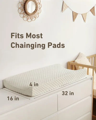 Miniatura 4 de Babebay Funda para cambiador, fundas de felpa ultra suaves de lunares minky para cambiadores para bebés, niños y niñas, transpirable, paquete de 2