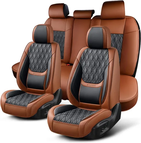 Miniatura 11 de Juego de fundas para asientos de automóvil delanteros, fundas de cuero transpirable para asientos delanteros de automóviles con reposacabezas, funda