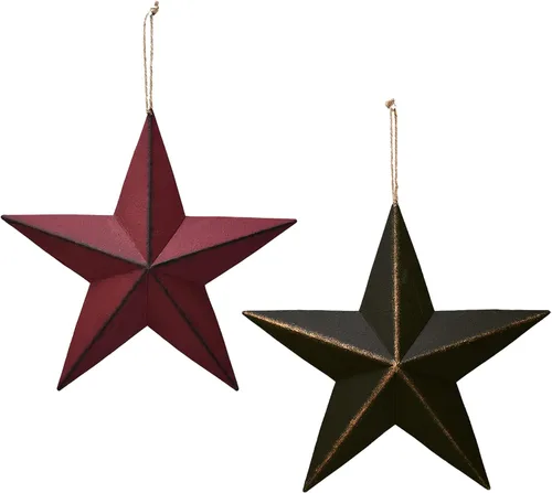 Miniatura 10 de Decoración de pared de metal de granero con estrellas patrióticas en 3D, decoración americana del 4 de julio (negro)