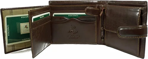 Miniatura 4 de Visconti Monza - Cartera italiana esmaltada de piel suave con 5 pliegues cuádruples, Marrón