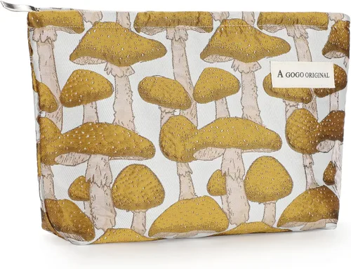 Sightor Bolsa de maquillaje estética, bolsa de cosméticos de gran capacidad, bolsa de maquillaje floral de lona, bolsa de viaje, bolsa de