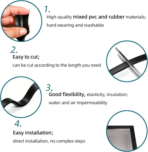 Miniatura 3 de Borde de goma negro, plástico PVC de canal U, protector de borde afilado de metal apto para 0.09 pulgadas, longitud 5 pies (4.9 ft)