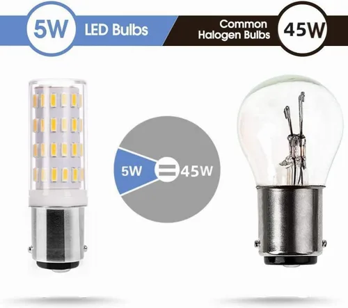 Miniatura 4 de Ba15d 1142 12V-24V bajo voltaje 1004 1076 Bombilla LED blanco cálido 3000K, equivalente a bayoneta de doble contacto 45W, para remolque de caravana