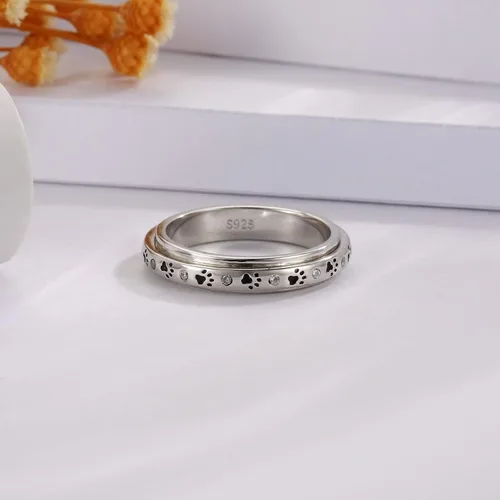 Miniatura 23 de 925 Sterling Silver Spinner Fidget Ring for Women: Musical Note Viking Rune Heartbeat Anxiety Stress Relieving Rotatable Ring Faith Hope Love