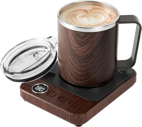 Miniatura 10 de Calentador de Taza de Café y Juego de Taza para Escritorio, Calentador Eléctrico de Taza de Café con Taza Calentada de 16oz, Calentador de Café