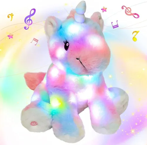 Miniatura 15 de Hopearl Unicornio de peluche con luces LED, flexible, con luces de noche que brillan en la oscuridad, para festival, cumpleaños, niños pequeños
