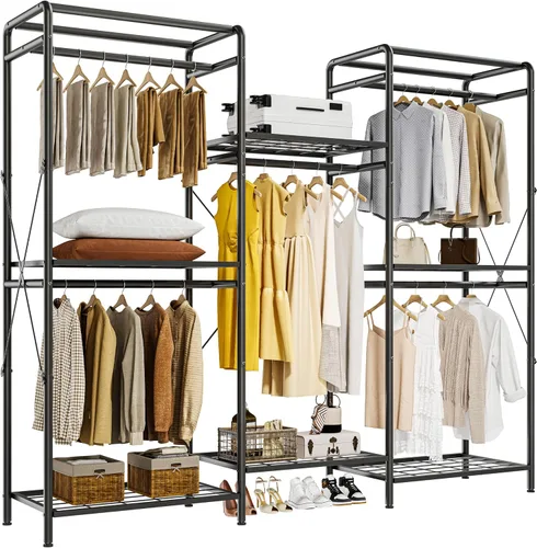 Miniatura 8 de JOISCOPE Perchero de alambre para ropa, carga máxima de 900 libras, perchero resistente para colgar ropa, organizador de armario grande con 4