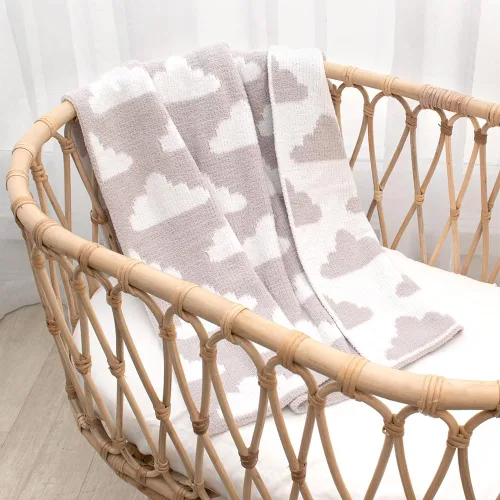 Miniatura 4 de Living Textiles Manta de Chenilla Gris Nubes Suave para Bebé Reversible de Alta Calidad Tejido Acogedor para el Mejor Confort - para Lactante, Niño