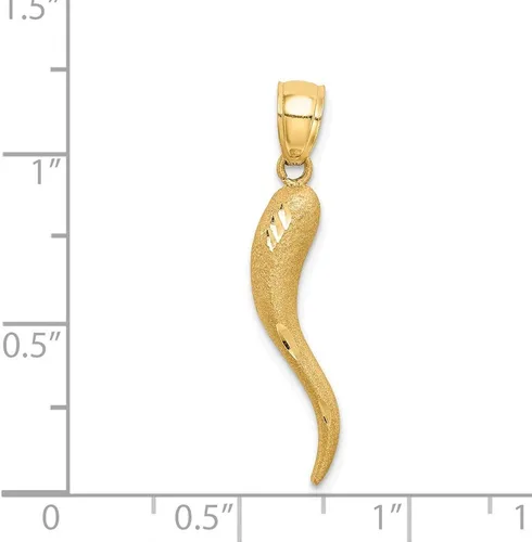 Miniatura 3 de Colgante de oro amarillo de 14 quilates con corte de diamante sólido Cornicello italiano 1181in x 0197in