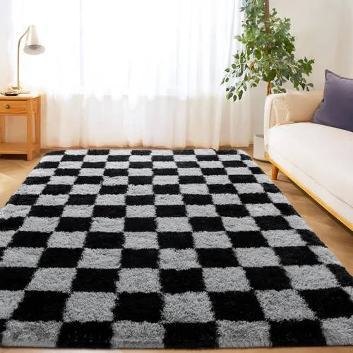 Miniatura 37 de Alfombras de área de 8x10 para sala de estar, alfombra shaggy grande ultra suave y esponjosa para dormitorio, alfombras de felpa mullida Blanco crema
